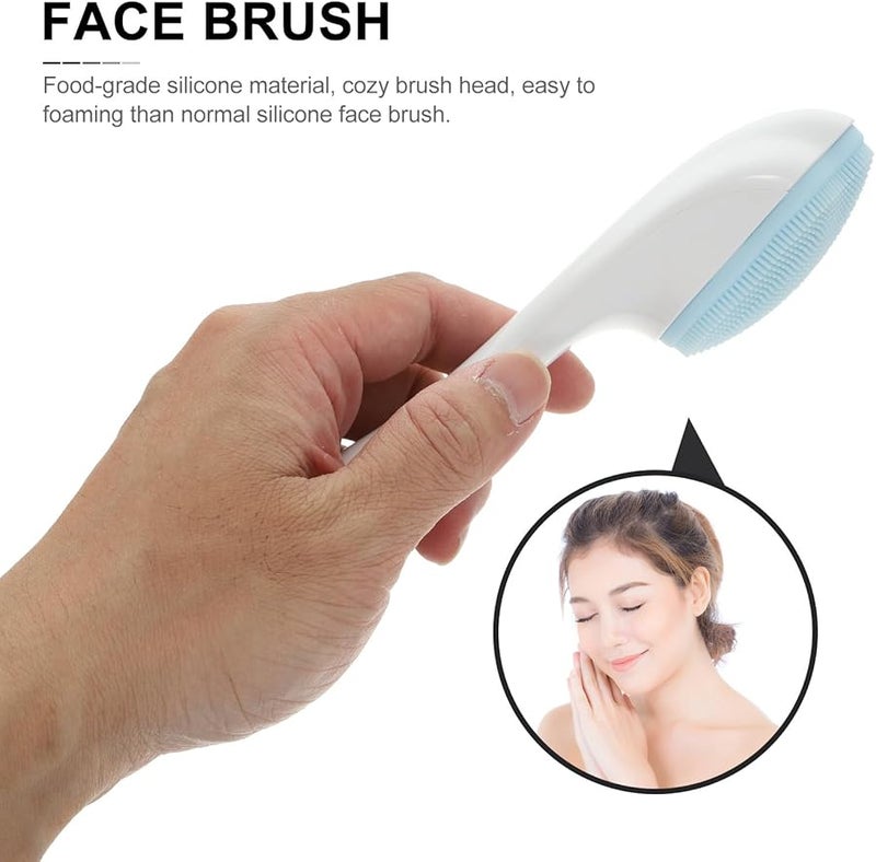 Blue Cat Paw Silicone Facial Cleansing Brush Long Handle Manual Massager For Deep Cleaning Sensitive Skin - Image 3